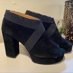 Bettye Muller Suede PeepToe Platform Bootie